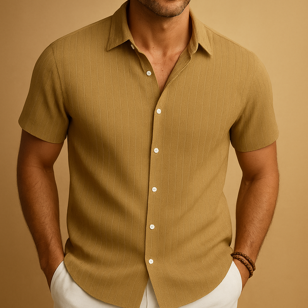 Veelzijdig heren overhemd korte mouw, casual en comfortabel, voor strand tot zakelijk casual.