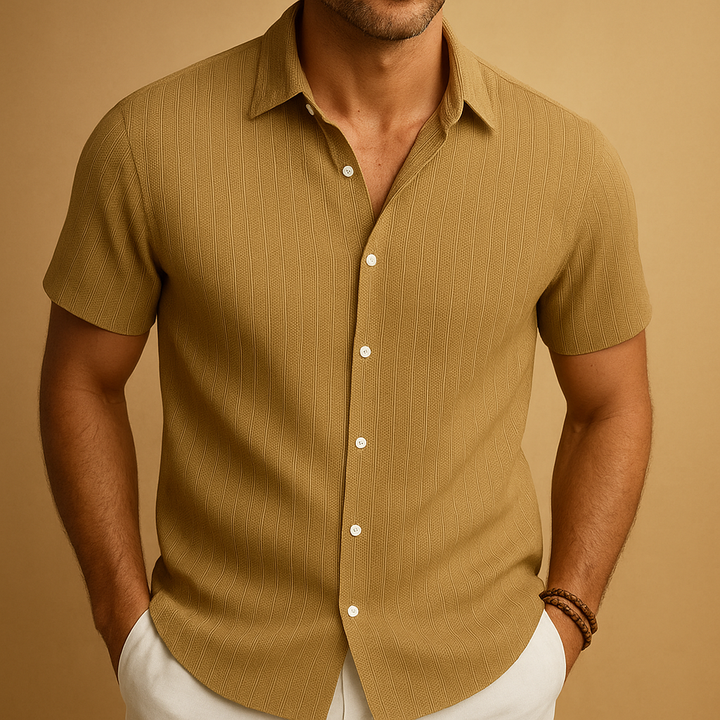 Veelzijdig heren overhemd korte mouw, casual en comfortabel, voor strand tot zakelijk casual.