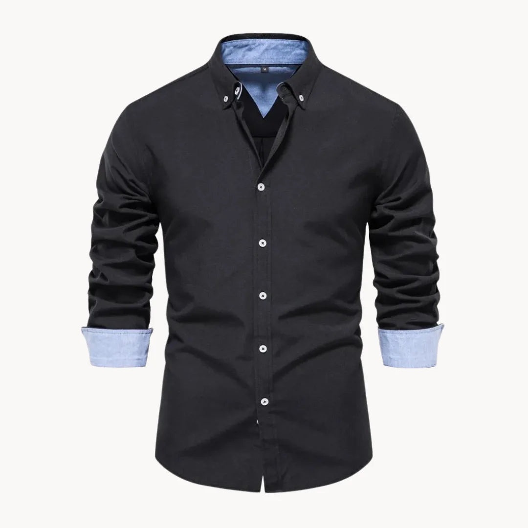 Heren button-down overhemd met lange mouwen, comfortabel en stijlvol voor elke gelegenheid.