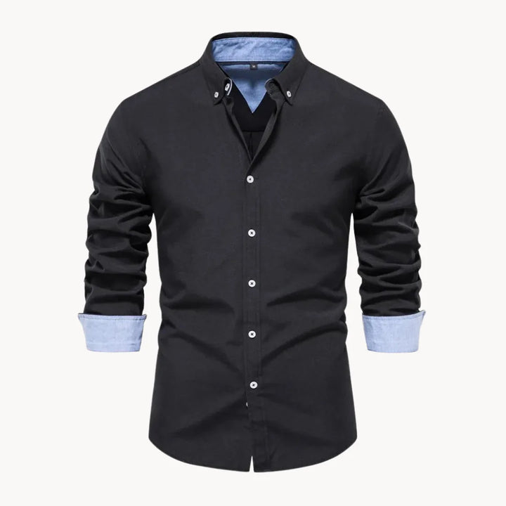 Heren button-down overhemd met lange mouwen, comfortabel en stijlvol voor elke gelegenheid.