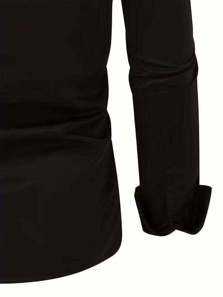 Smart casual heren overhemd, slim fit, met dynamisch geometrisch patroon en lange mouwen voor een moderne man.