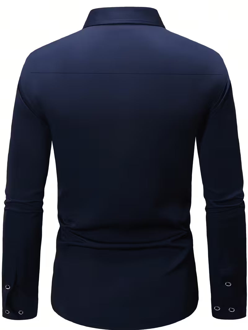 Zacht aanvoelend slim fit heren overhemd met lange mouwen en modieus geometrisch patroon.