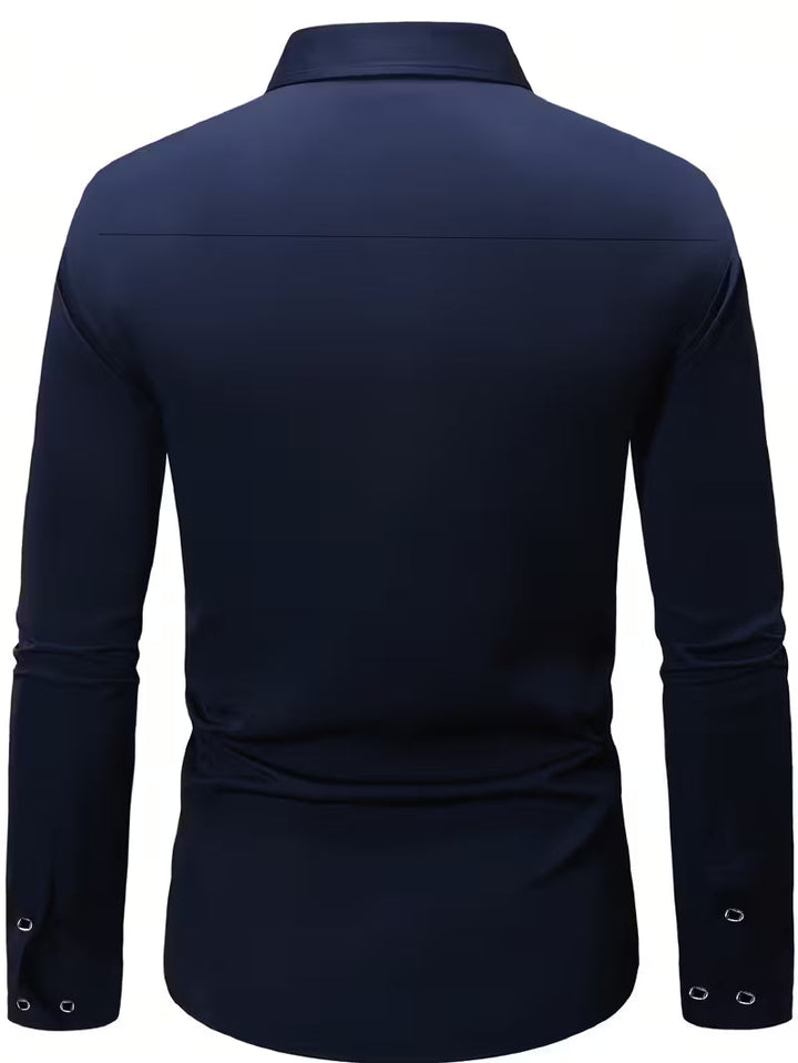 Zacht aanvoelend slim fit heren overhemd met lange mouwen en modieus geometrisch patroon.