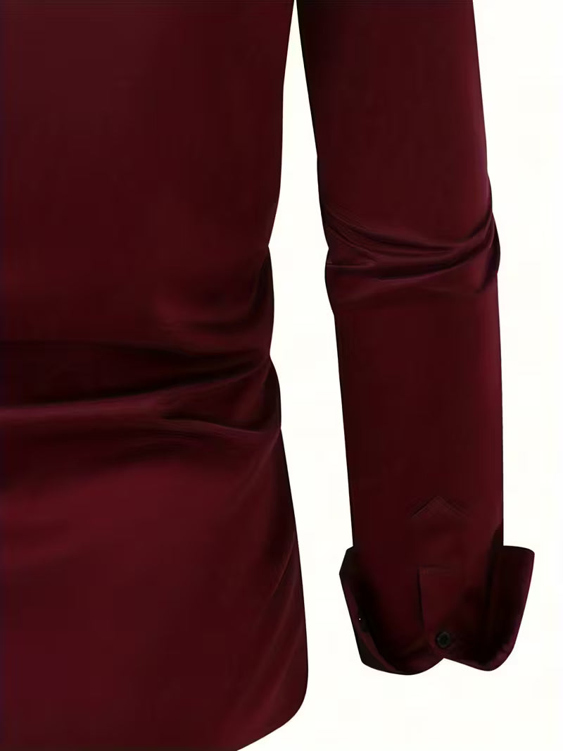 Alledaags slim fit heren overhemd met lange mouwen en trendy geometrisch patroon, gemakkelijk te stylen.