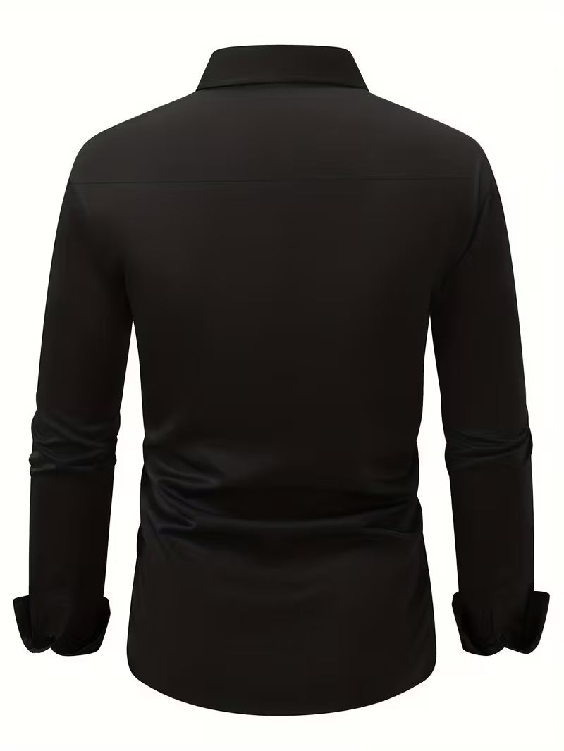 Heren overhemd slim fit, geometrisch patroon, draagbaar voor smart casual avonden en dagelijks gebruik.