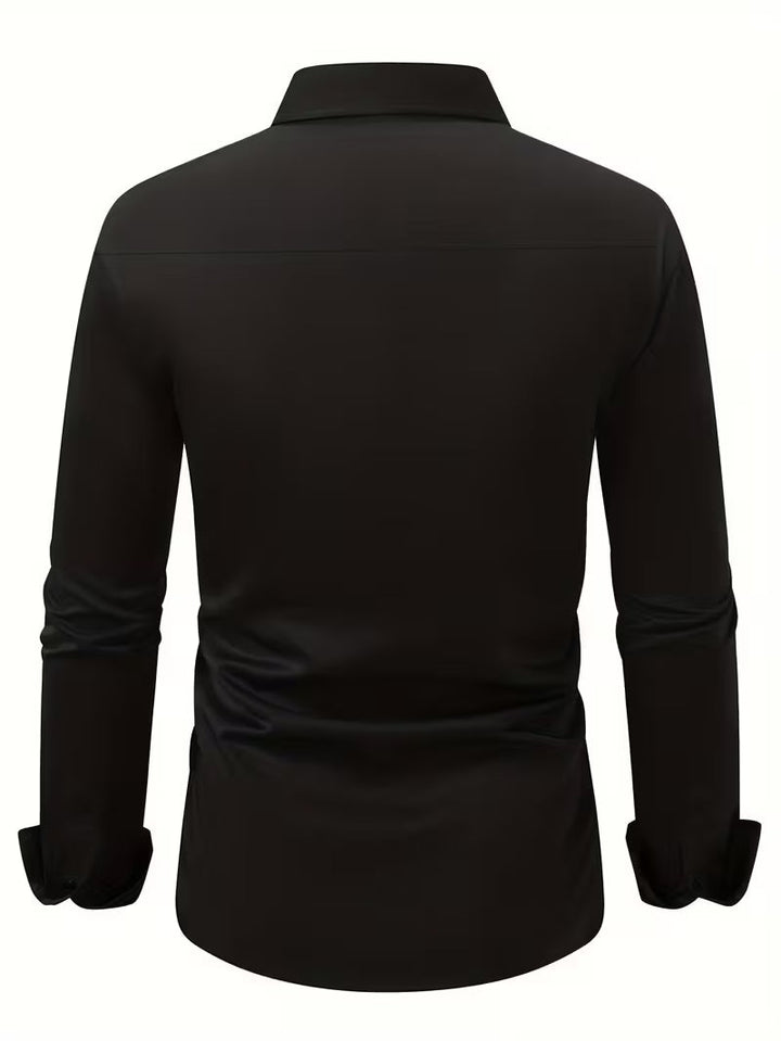 Heren overhemd slim fit, geometrisch patroon, draagbaar voor smart casual avonden en dagelijks gebruik.