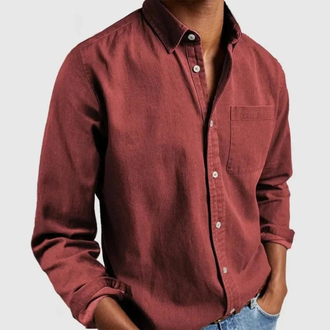 Heren linnen overhemd met lange mouwen, borstzak en regular fit. Perfect voor een stijlvolle outfit.