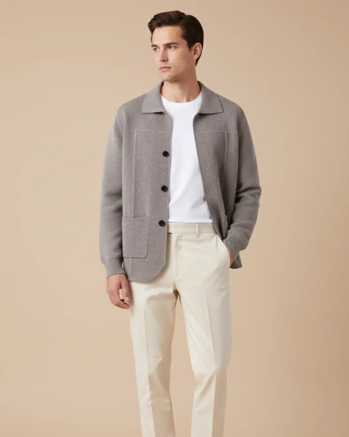 Heren gebreid cardigan met knoopsluiting; comfortabel en tijdloos vest voor herfst/winter.