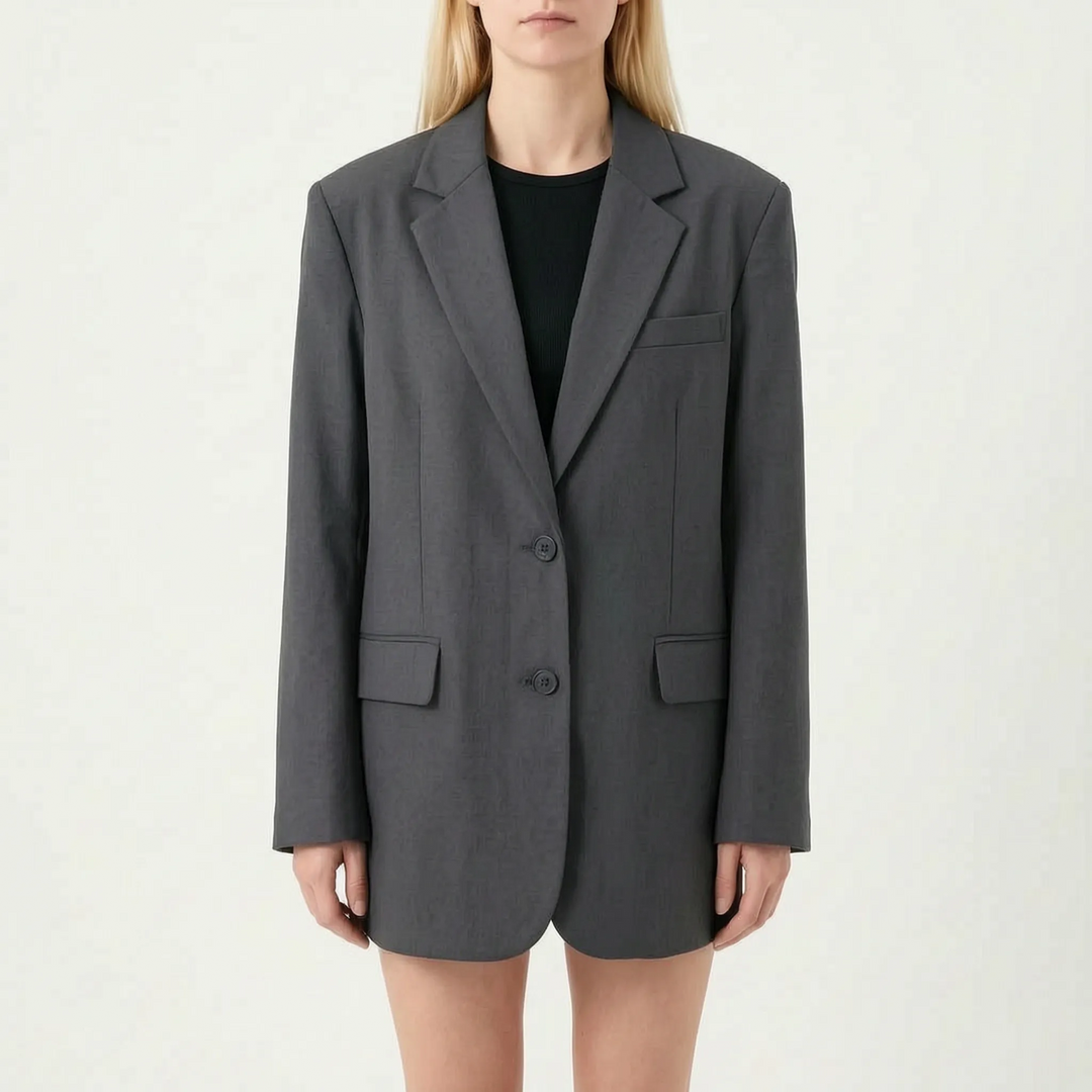 Veelzijdige dames oversized blazer met enkele knoop, geschikt voor zowel zakelijke als casual-chic outfits.