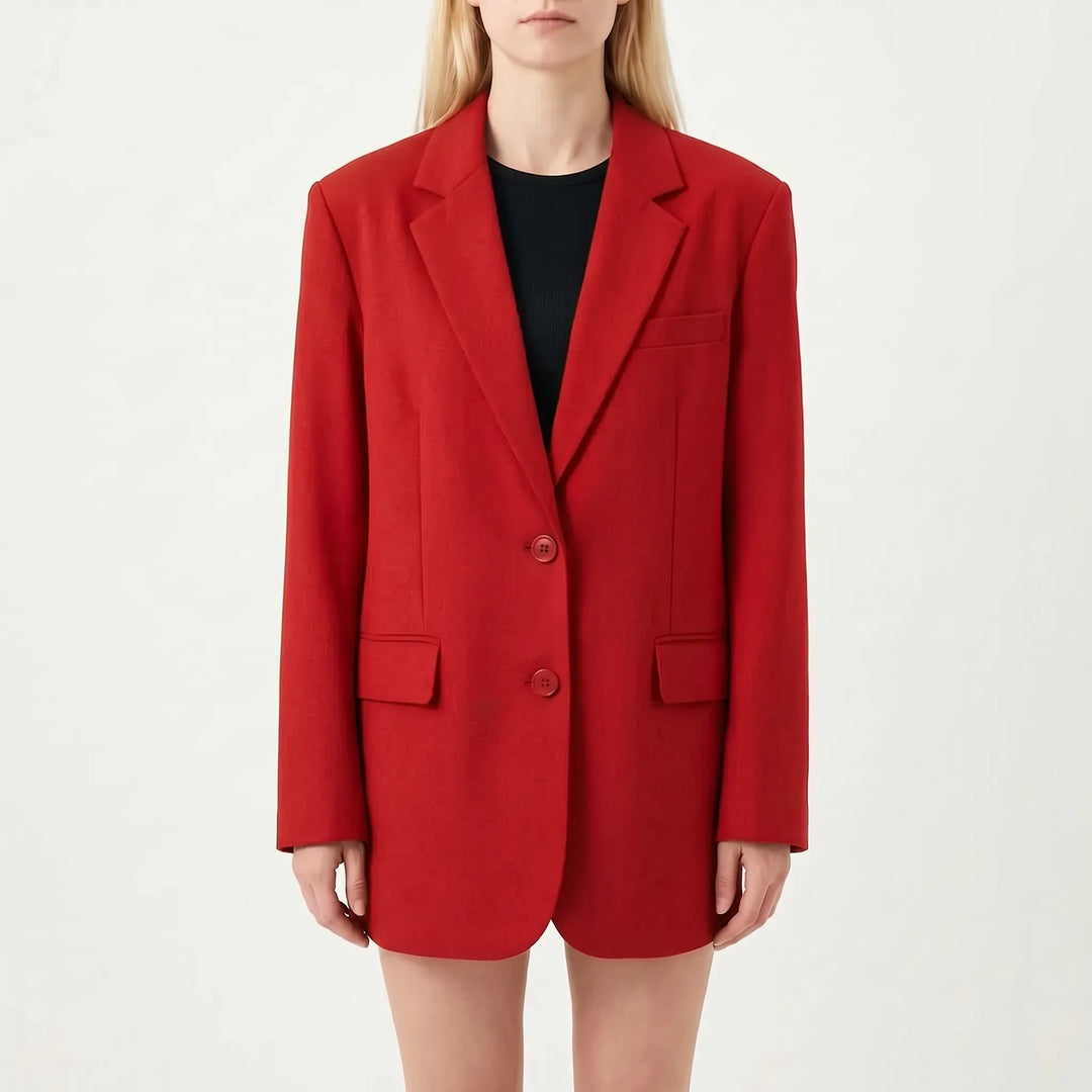 Moderne zwarte oversized blazer voor dames met enkele knoop, een must-have voor elke garderobe.
