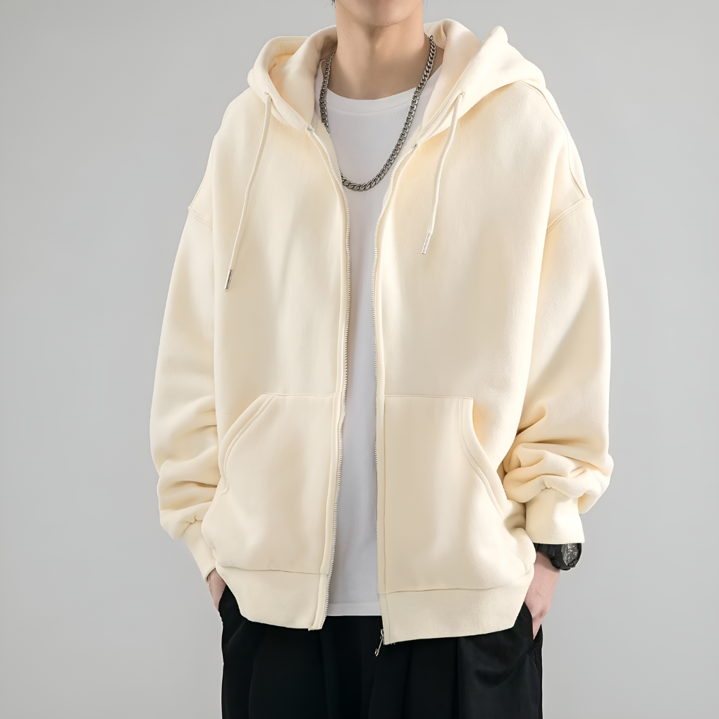 Trendy heren oversized vest met rits, perfecte trui voor streetwear en een gelaagde look.