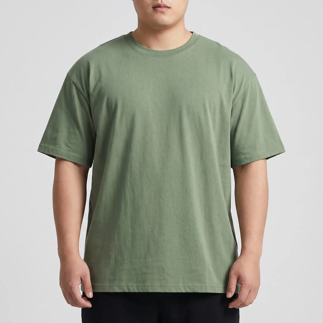 Modern oversized heren t-shirt korte mouwen, effen kleur, comfortabel en stijlvol design.