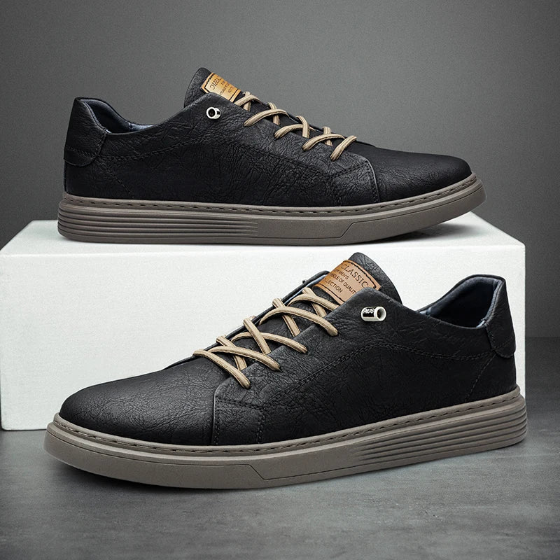 Stijlvolle bruine Oxford leren heren sneakers Ethan, ideaal voor casual & semi-formele outfits.