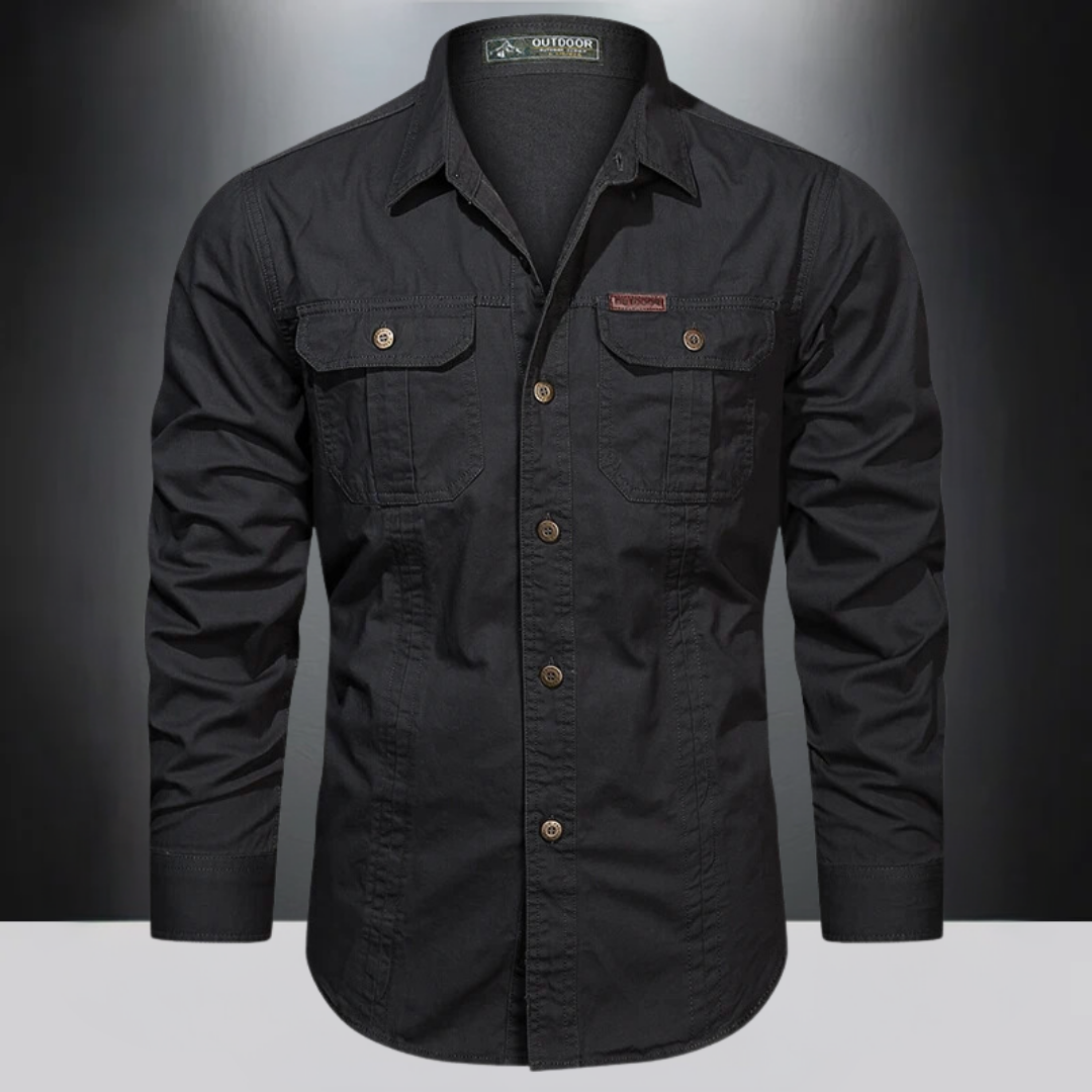 Comfortabel heren shirt met lange mouwen, ademend en sneldrogend. Ideale reiskleding voor lente en zomer.