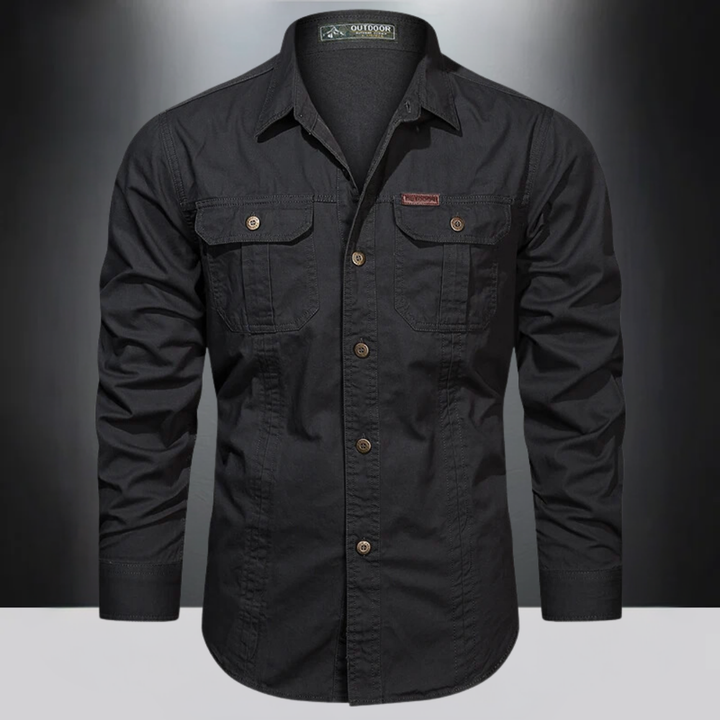 Comfortabel heren shirt met lange mouwen, ademend en sneldrogend. Ideale reiskleding voor lente en zomer.