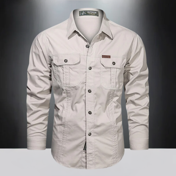 Heren outdoor shirt met lange mouwen voor avontuurlijke buitenactiviteiten. Ideaal wandelshirt en kampeer shirt.