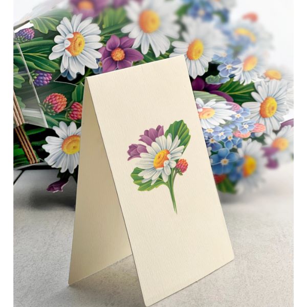 Prachtig decoratief 3D bloemenboeket met wenskaart, perfect als blijvend Moederdag of verjaardagscadeau.