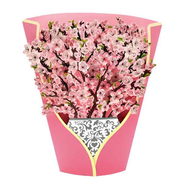 Unieke wenskaart met kunstbloemen 3D boeket, een duurzaam feestartikel voor elke feestelijke gelegenheid.