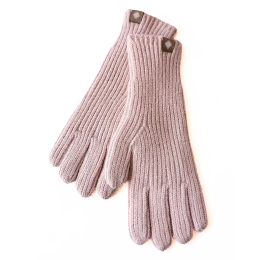 Warme touchscreen dameshandschoenen Elara, gebreid design voor winterse stijl en comfort.