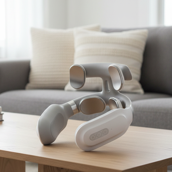 Luxe 4-in-1 nekmassager met warmte en vibratie voor diepe ontspanning van nek, schouders en rug.