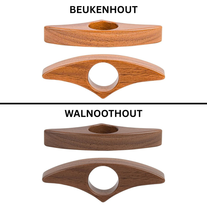 Stijlvolle houten boekenhouder voor één handig lezen, met gepersonaliseerde tekst voor boekenliefhebbers.