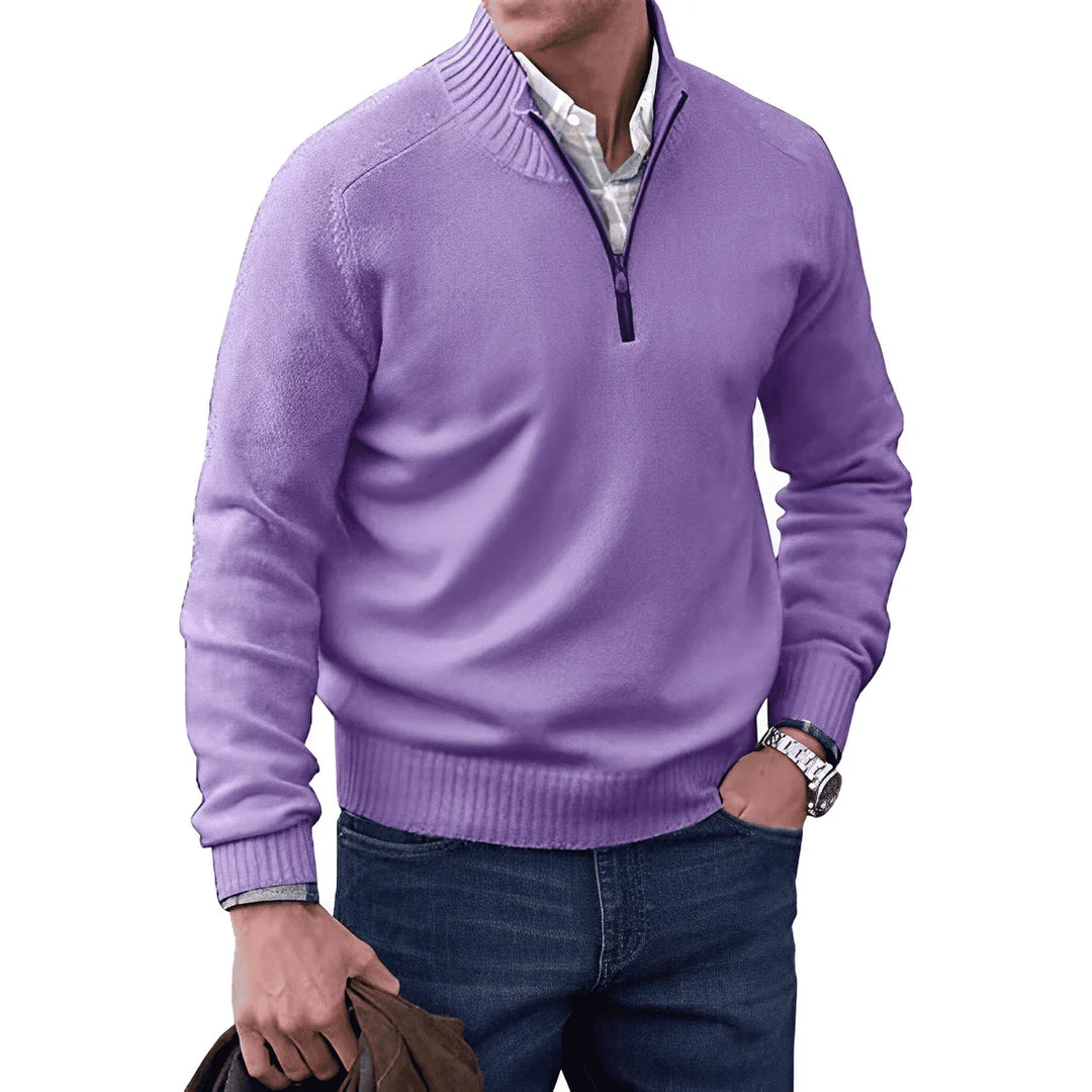 Moderne heren pullover, ritssluiting, combineert casual comfort met elegante mode.