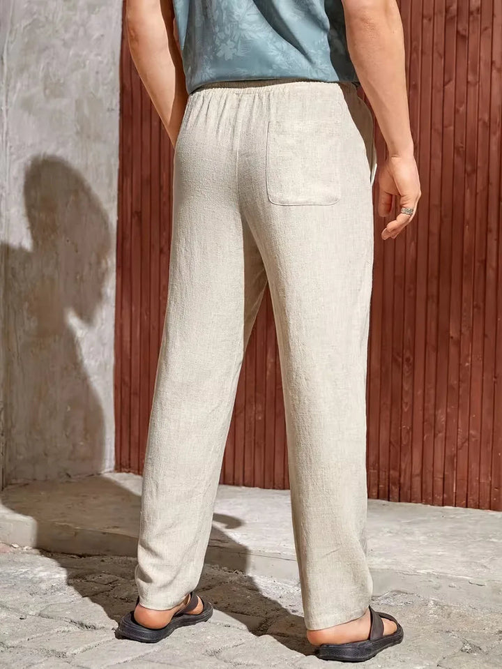 Kaki straight leg herenbroek, lichtgewicht en ademend, perfect voor de lente en zomer.