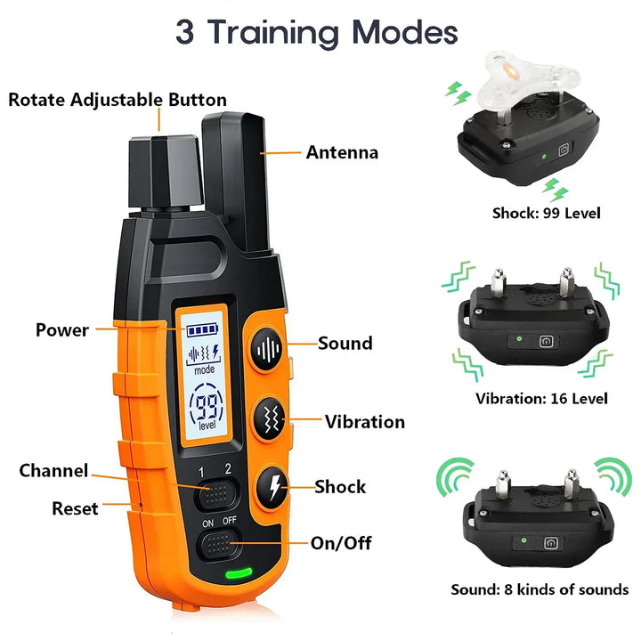 Verstelbare trainingshalsband voor honden, ideaal voor langeafstandstraining & buitengebruik.