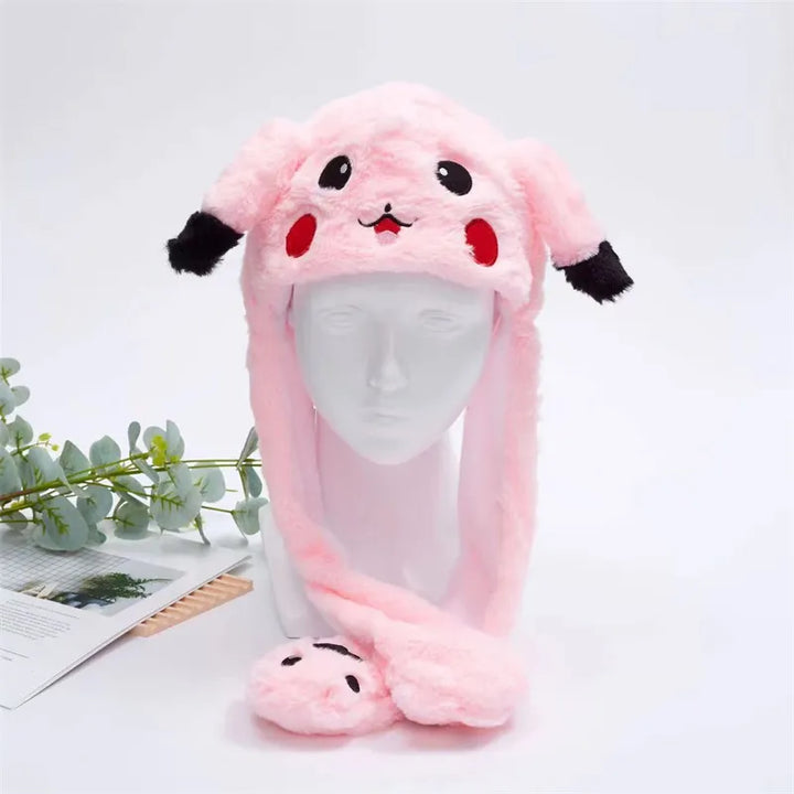 Schattige BunnyBounce Hat, kat met beweegbare oren, voor winterpret en cosplay.