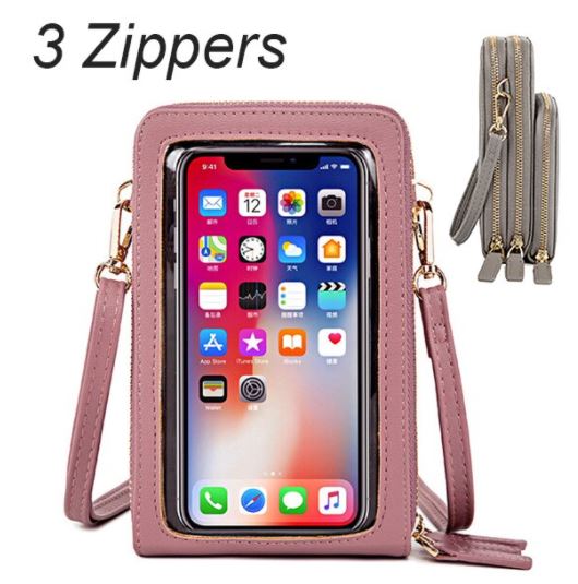 Moderne dames schoudertas met touchscreen compartiment, snelle toegang tot je telefoon onderweg.