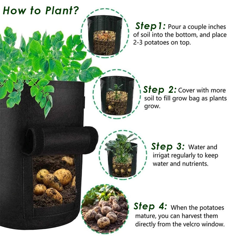 Compacte moestuin grow bag met venster voor balkon. Kweek eenvoudig je eigen groenten en kruiden duurzaam.