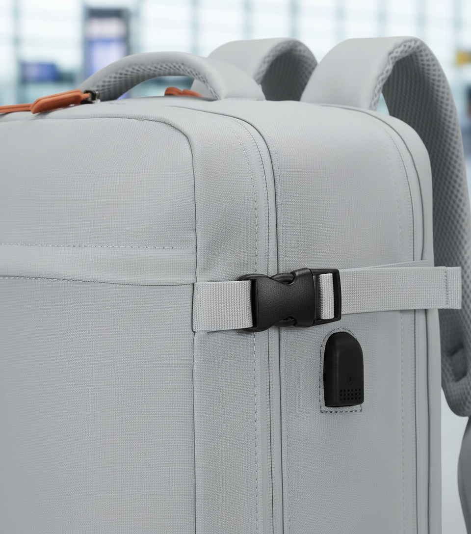 Duurzame en lichtgewicht unisex rugzak met USB-poort, essentieel voor comfortabel en veilig reizen als handbagage.