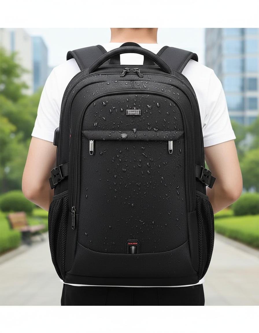 Unisex waterdichte rugzak met laptopvak, ideaal voor reizen, werk en school. Comfortabel en stijlvol design.