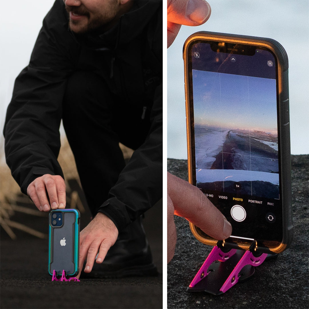 Telefoonstatief met smartphonehouder, ideaal voor gebruik met afstandsbediening voor foto/video.