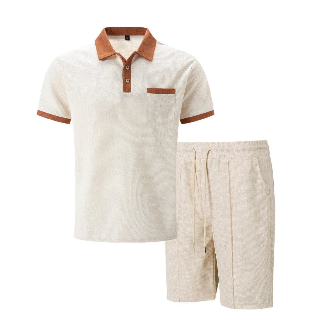 Bijpassende shorts met wafeltextuur uit de heren polo set. Ideaal voor casual zomerkleding.