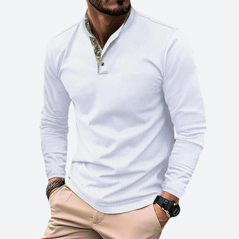 Heren poloshirt lange mouw, ademend en comfortabel voor zowel casual als smart casual gelegenheden.