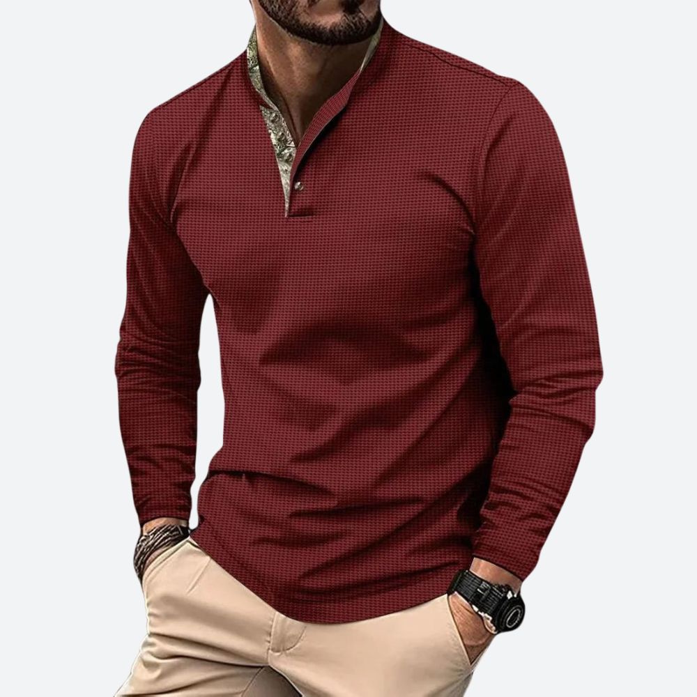 Klassiek heren poloshirt met lange mouwen. Ademend, comfortabel en veelzijdig voor moderne mannenmode.