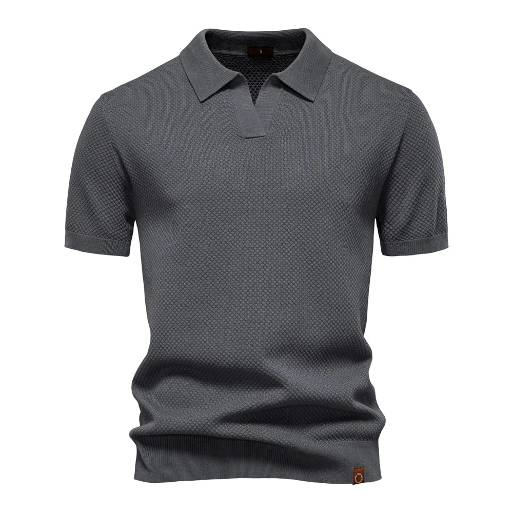 Heren polo shirt met open kraag voor een relaxte, doch stijlvolle zomerse look.