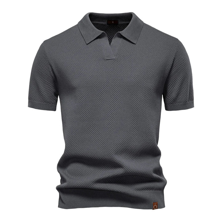 Heren polo shirt met open kraag voor een relaxte, doch stijlvolle zomerse look.