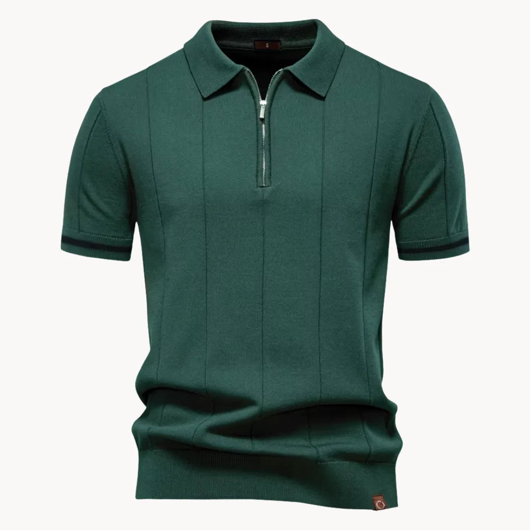 Stijlvolle en comfortabele heren polo met korte rits en klassieke kraag, perfect voor de lente.