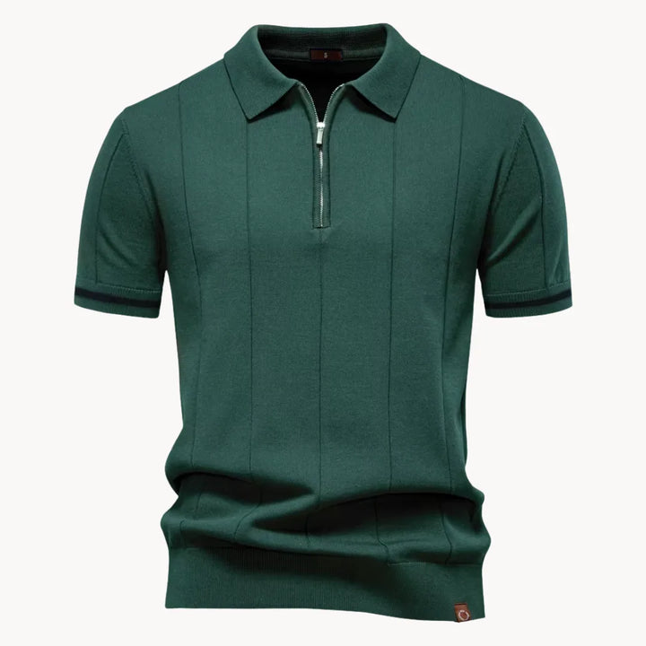 Stijlvolle en comfortabele heren polo met korte rits en klassieke kraag, perfect voor de lente.