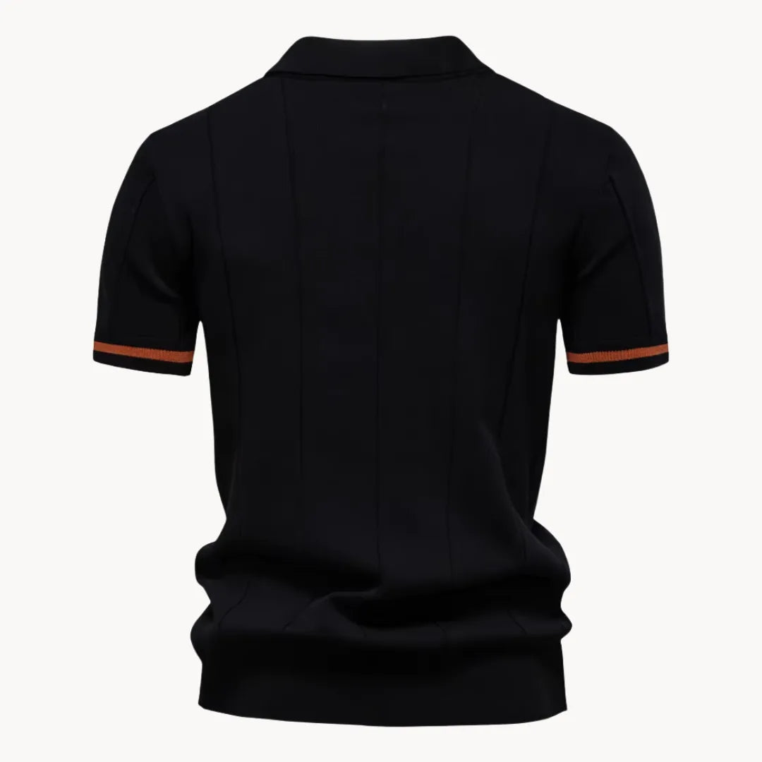 Trendy heren polo shirt, korte rits, klassieke kraag; geschikt voor diverse smart casual gelegenheden.
