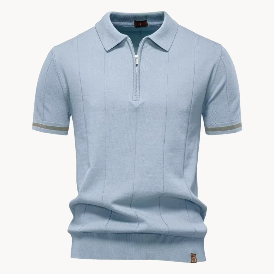 Klassieke heren polo met korte rits en kraag; tijdloze mode voor de moderne man.