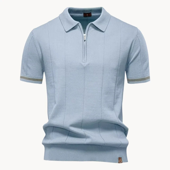 Klassieke heren polo met korte rits en kraag; tijdloze mode voor de moderne man.