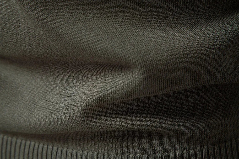 Smartcasual heren ribgebreide polo sweater met ritssluiting, voor een verfijnde look.
