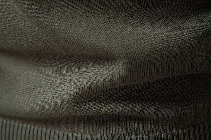 Smartcasual heren ribgebreide polo sweater met ritssluiting, voor een verfijnde look.
