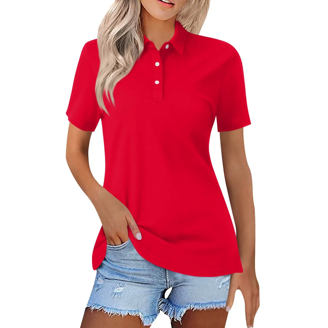 Dames poloshirt casual gestyled; comfortabele top voor dagelijks gebruik met korte mouwen.