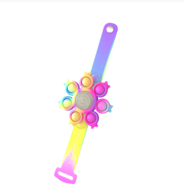 Siliconen antistress fidgetarmband met kleurrijke pop bubbles voor ontspanning en focus.
