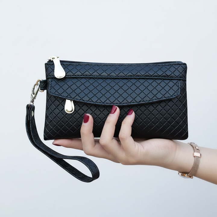 Elegante khaki dames portemonnee, compact en praktisch.