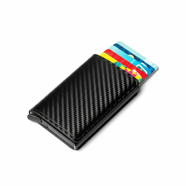 Veilige heren aluminium portemonnee met RFID bescherming. Beschermt pasjes tegen skimmen.